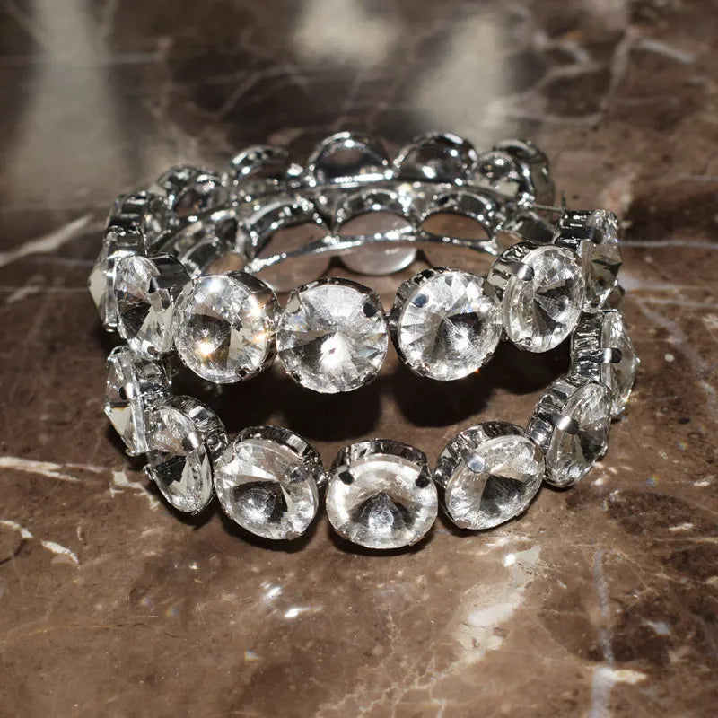 TEEK - Glass Crystal Gems Hoop Earrings JEWELRY theteekdotcom silver  