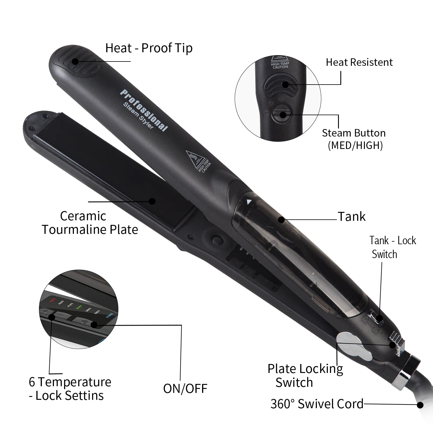TEEK - Steam Ceramic Vapor Flat Iron HAIR TOOL theteekdotcom