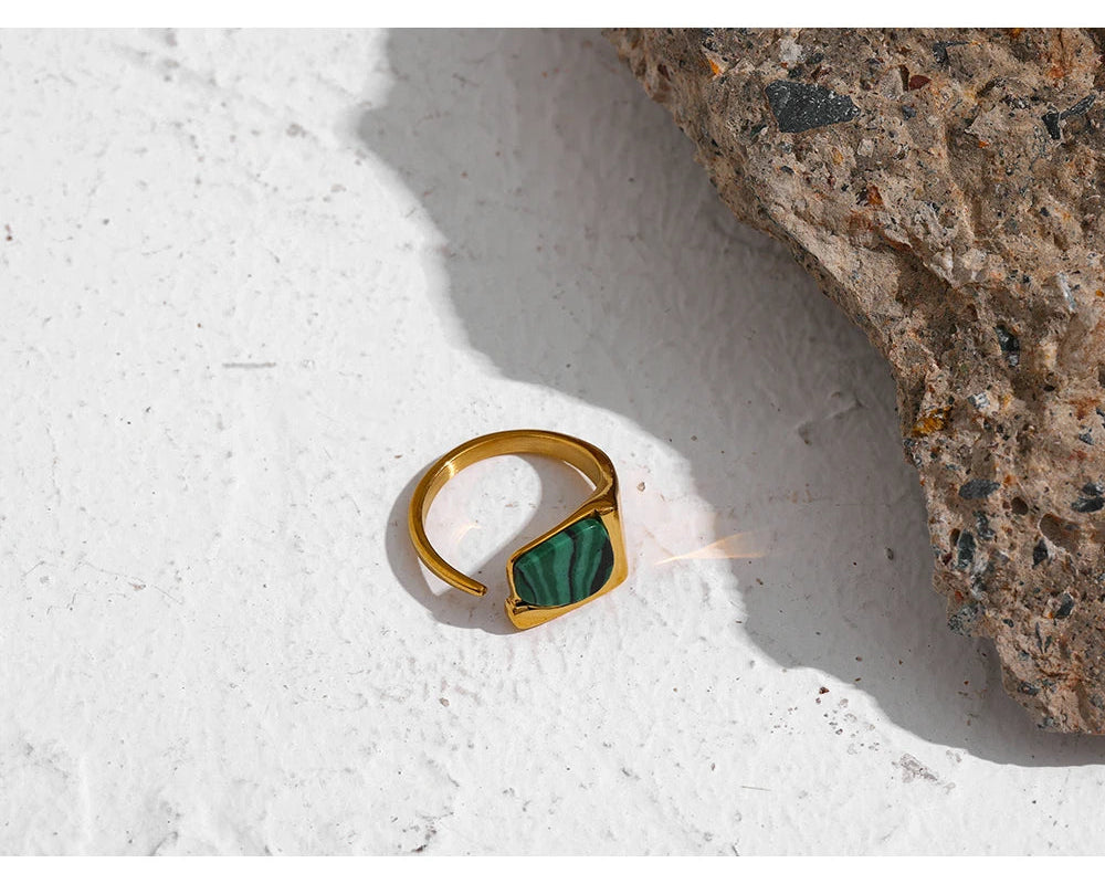 TEEK - Stainless Steel Vintage Natural Stone Ring