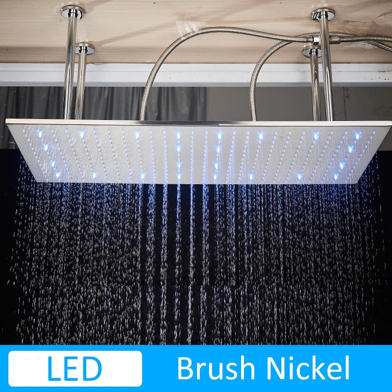 TEEK - Luxury 31.5inx15.7in LED Rainfall Shower Head HOME DECOR theteekdotcom LED Brush Nickel