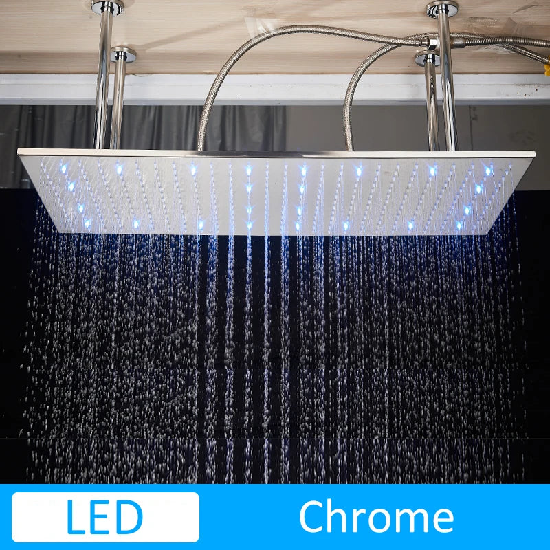 TEEK - Luxury 31.5inx15.7in LED Rainfall Shower Head HOME DECOR theteekdotcom LED Chrome