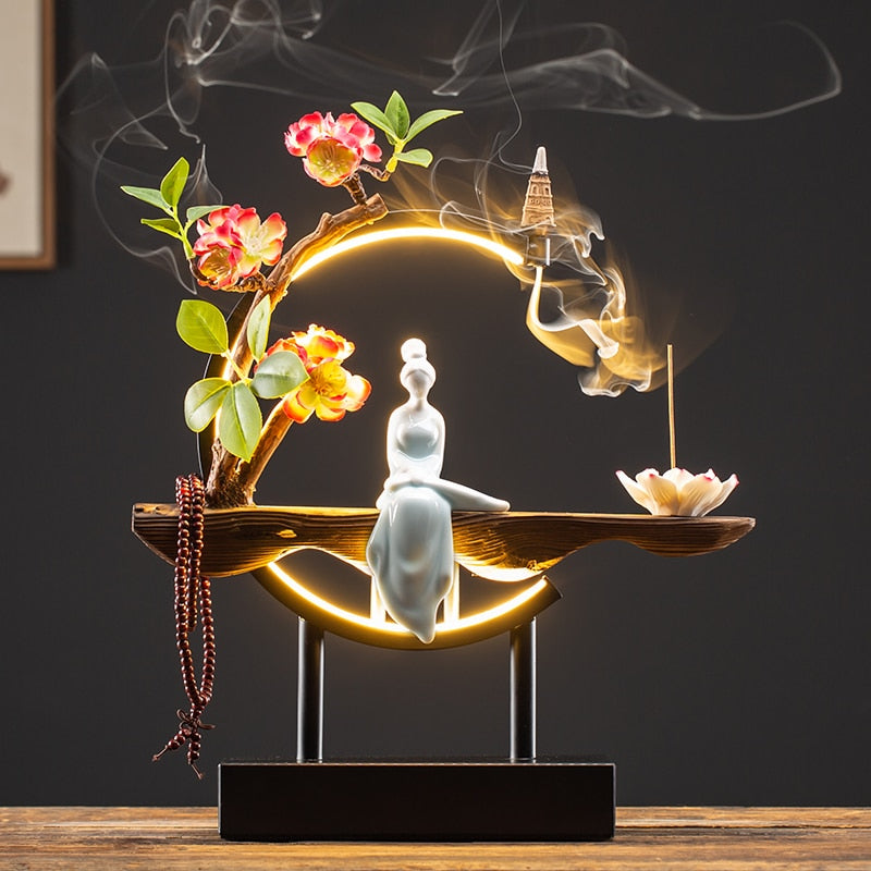 TEEK - Lady Flower Incense Burner Ceramic LED Decor HOME DECOR theteekdotcom R1QIN  