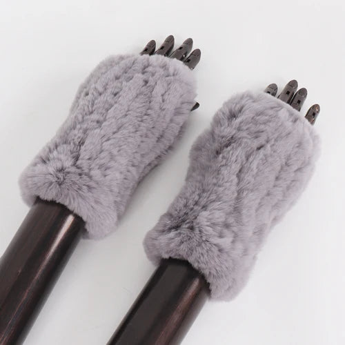 TEEK - Womens Natural Fluff Gloves Fingerless Gloves GLOVES theteekdotcom light grey 20cm 