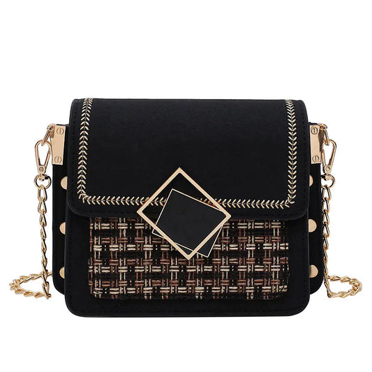 TEEK - Scrub Leather Weave Fall Chain Shoulder Bag BAG theteekdotcom