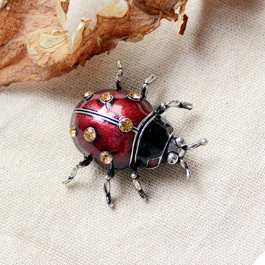 TEEK - Red Enamel Ladybug Beetle Brooch