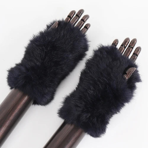 TEEK - Womens Natural Fluff Gloves Fingerless Gloves GLOVES theteekdotcom dark blue 20cm 