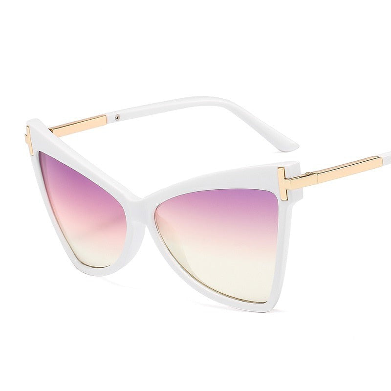 TEEK - Cateye Metal Frame Lux Sunglasses EYEGLASSES theteekdotcom purple-white  