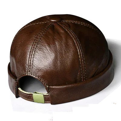 TEEK - Genuine Leather Watermelon Thin Beanie HAT theteekdotcom thin dark brown 21.6-22.4in/55 57cm