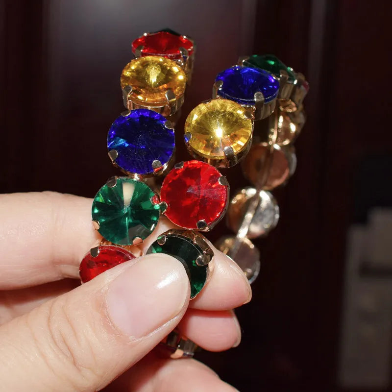 TEEK - Glass Crystal Gems Hoop Earrings JEWELRY theteekdotcom   