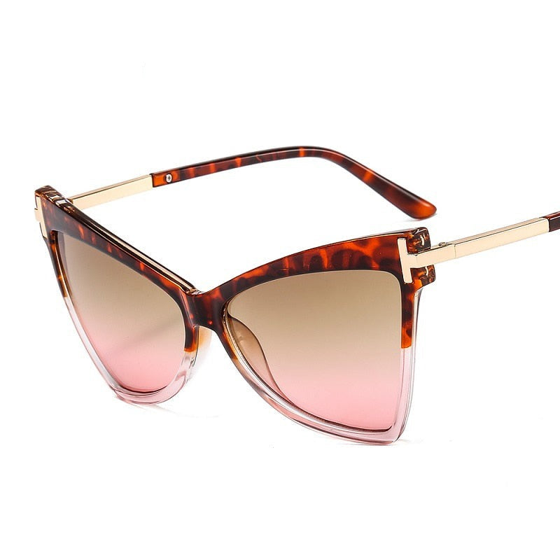 TEEK - Cateye Metal Frame Lux Sunglasses EYEGLASSES theteekdotcom leopard-pink  