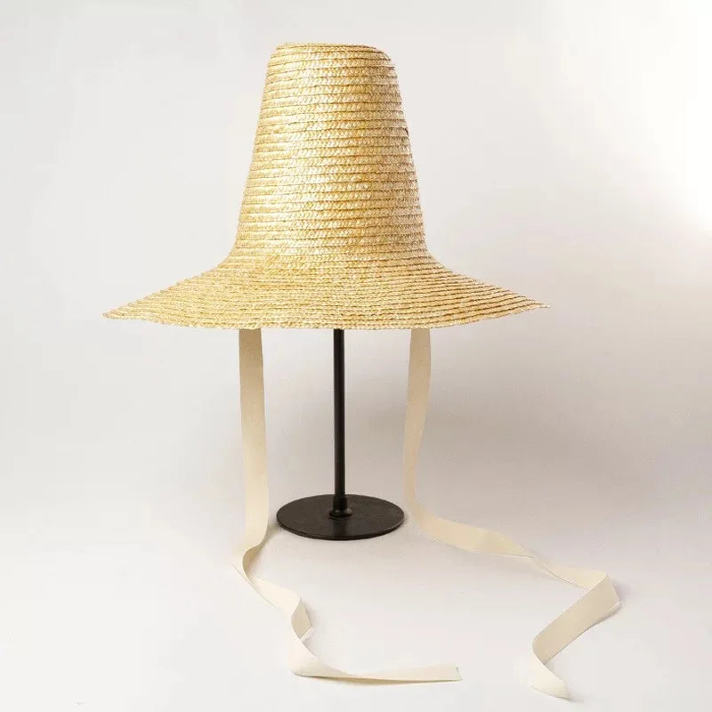 TEEK - Tall Natural Wheat Straw Hat HAT theteekdotcom White  