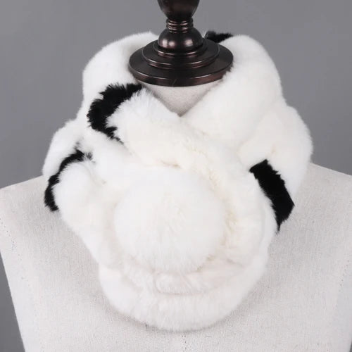 TEEK - Natural Rex Rabbit Ring Scarf SCARF theteekdotcom white and black 25.5in