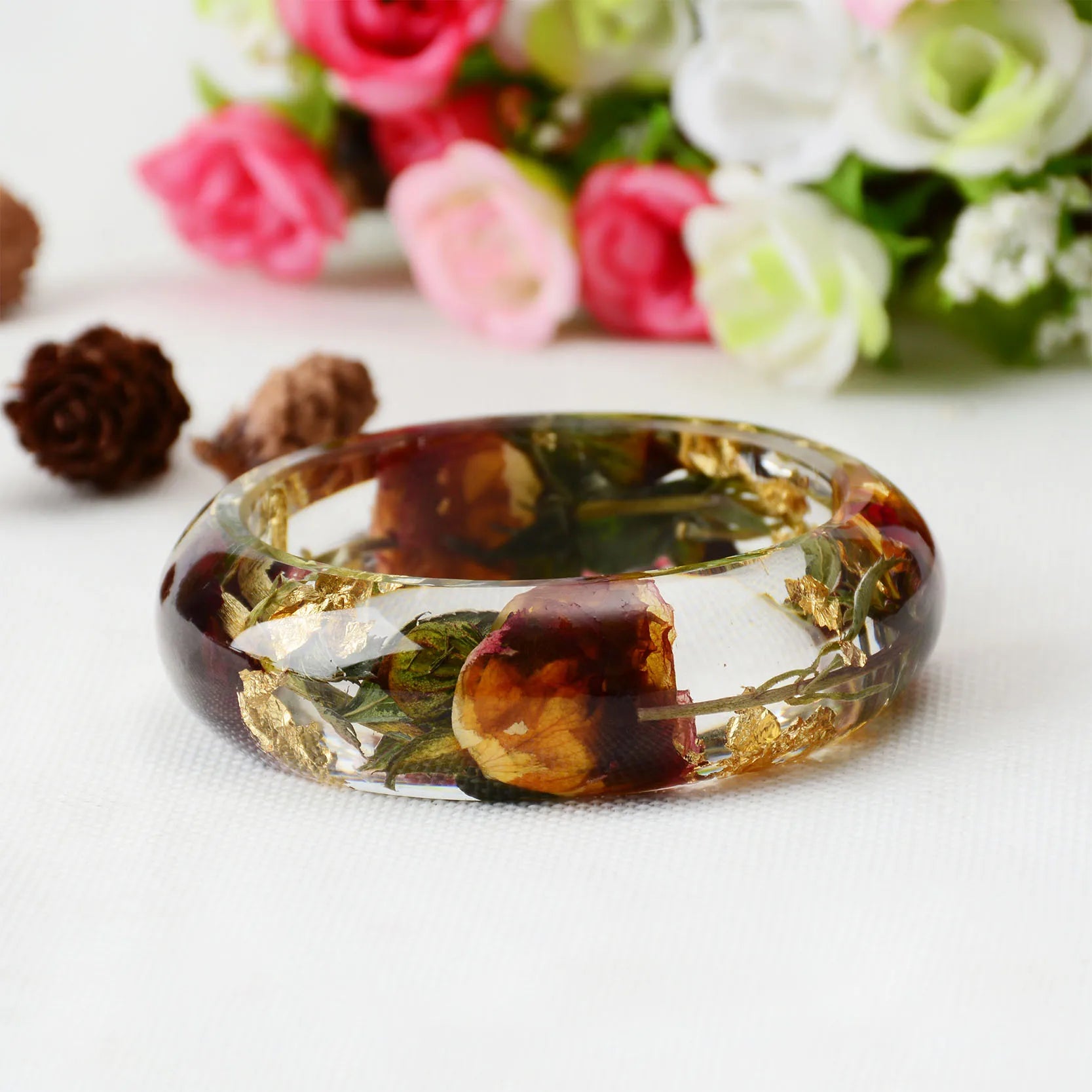 TEEK - Transparent Resin Real Dried Floral Bracelet JEWELRY theteekdotcom   