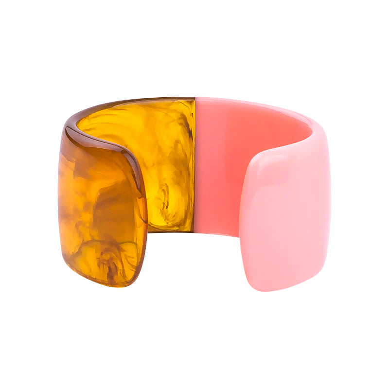 TEEK - Half Vintage Resin Cuff Bracelet Bangle JEWELRY theteekdotcom light pink  