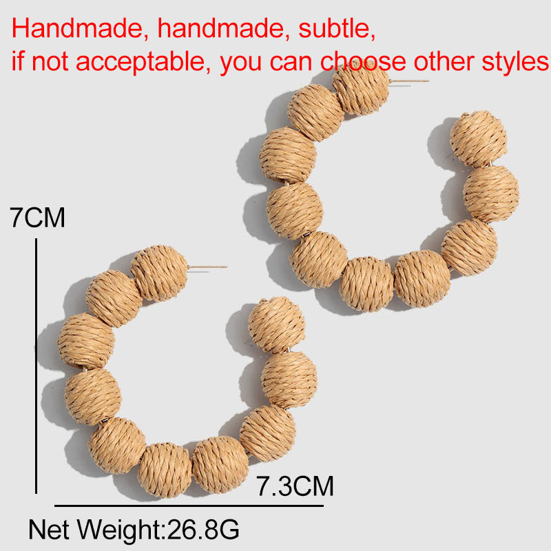TEEK - Straw Beads Hoop Earrings JEWELRY theteekdotcom   