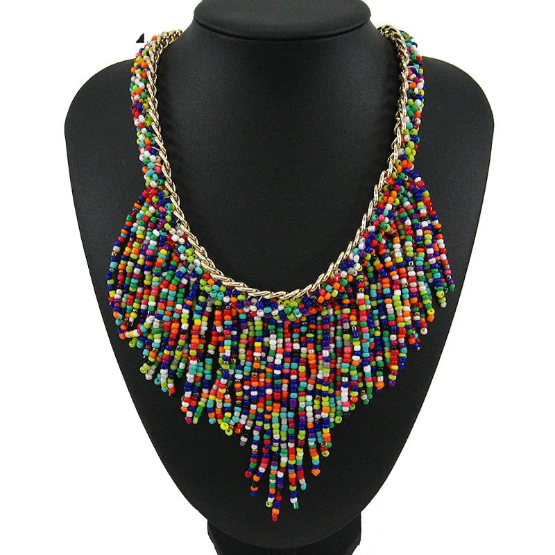 TEEK - Fashion Big Bohemia Ethnic Bead Tassel Necklace JEWELRY theteekdotcom Mixed