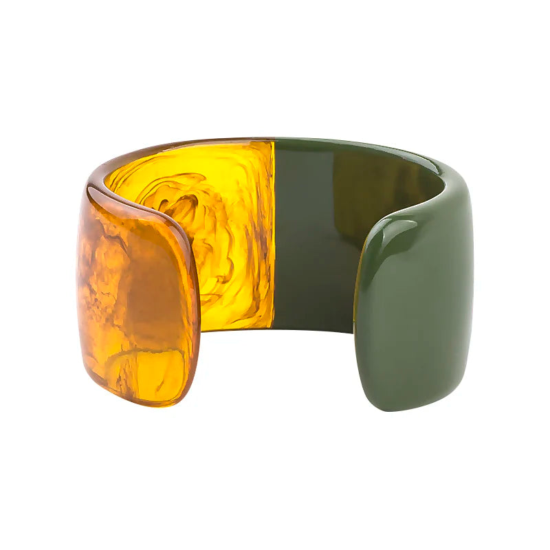 TEEK - Half Vintage Resin Cuff Bracelet Bangle JEWELRY theteekdotcom green  