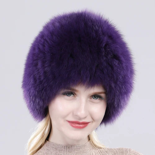 TEEK - Winter Real Fluff Knitted Women Hat HAT theteekdotcom Purple  