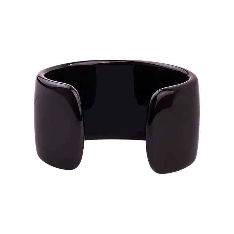 TEEK - Half Vintage Resin Cuff Bracelet Bangle JEWELRY theteekdotcom all black  