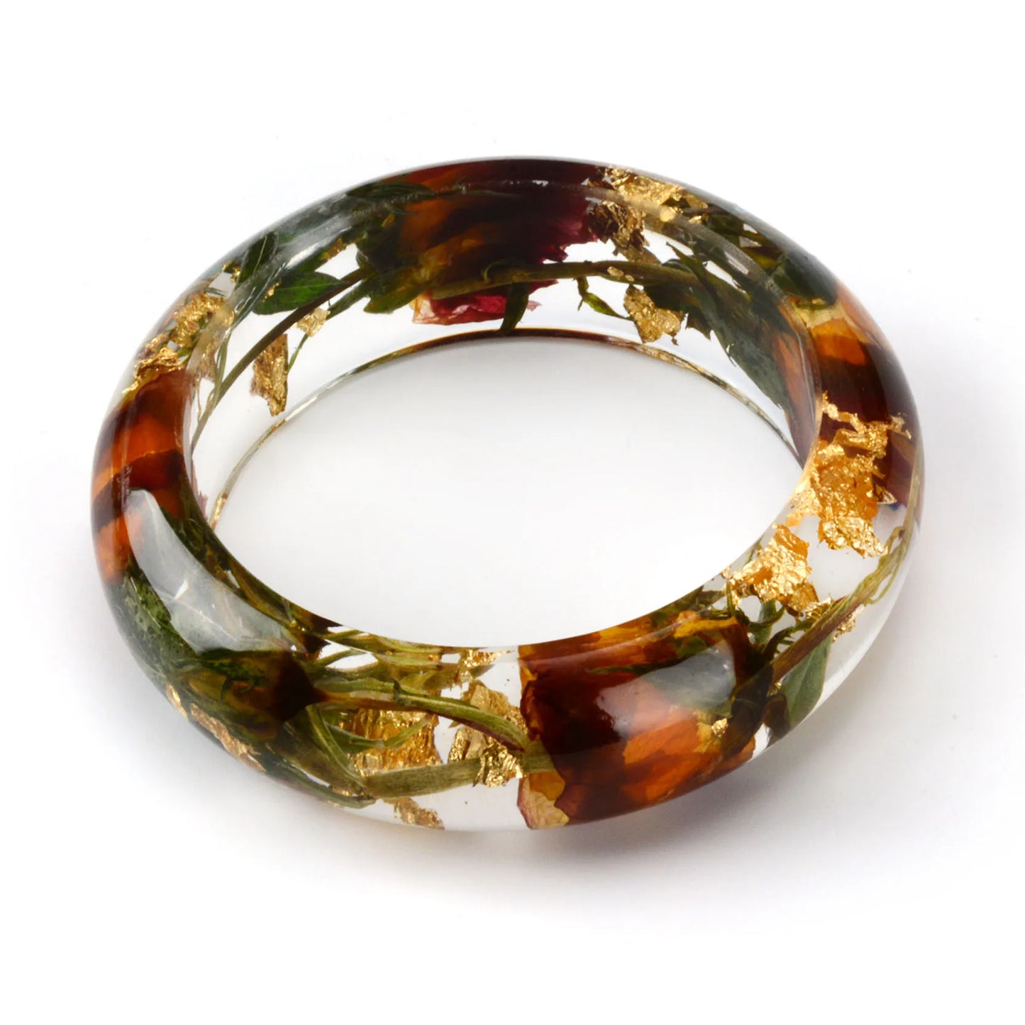 TEEK - Transparent Resin Real Dried Floral Bracelet JEWELRY theteekdotcom gold foil 2.5in 