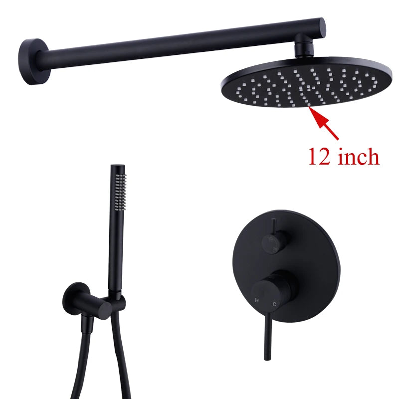 TEEK - Brass Black Bath Shower Faucets HOME DECOR theteekdotcom 12 inch b