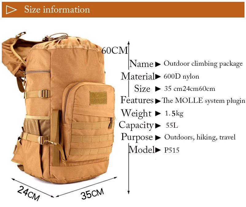 TEEK - Tactical Outdoor Backpack 50L BAG theteekdotcom   