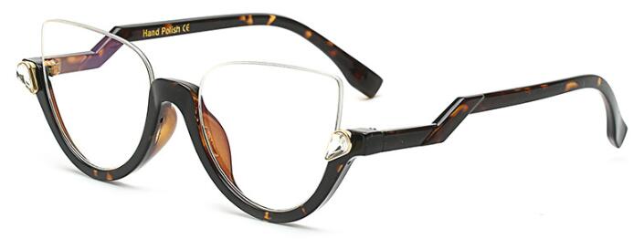 TEEK - Vintage Half Frame Cat Eye Eyewear EYEGLASSES theteekdotcom C8 leopard clear  