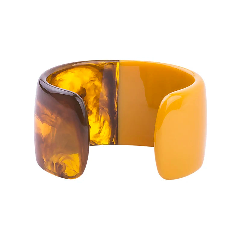 TEEK - Half Vintage Resin Cuff Bracelet Bangle JEWELRY theteekdotcom yellow  