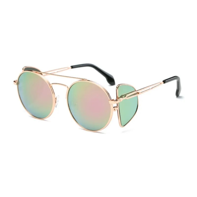 TEEK - Round Steampunk Blocker Sunglasses EYEGLASSES theteekdotcom Pink Mirror  