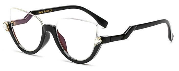 TEEK - Vintage Half Frame Cat Eye Eyewear EYEGLASSES theteekdotcom C6 bright clear  