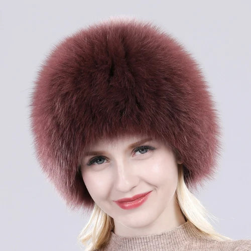 TEEK - Winter Real Fluff Knitted Women Hat HAT theteekdotcom Bean paste color  