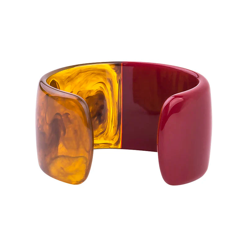 TEEK - Half Vintage Resin Cuff Bracelet Bangle JEWELRY theteekdotcom red  