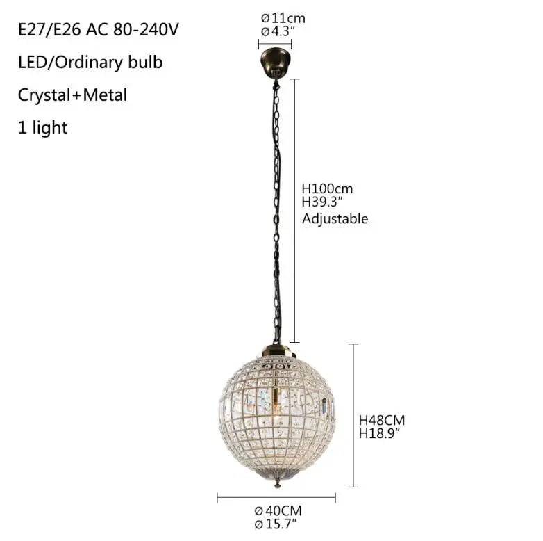 TEEK - Retro Vintage Royal Empire Ball Big Led Crystal Chandelier HOME DECOR theteekdotcom Dia 15.8in/40cm