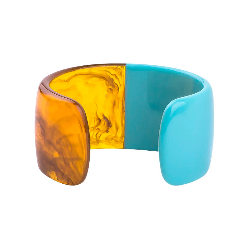 TEEK - Half Vintage Resin Cuff Bracelet Bangle JEWELRY theteekdotcom blue  