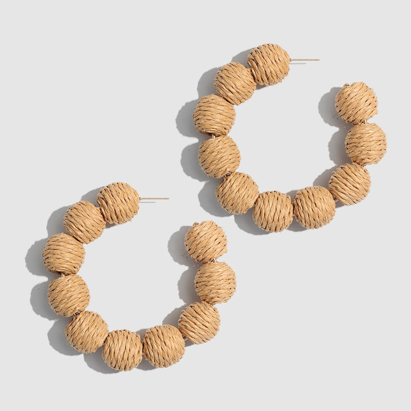 TEEK - Straw Beads Hoop Earrings JEWELRY theteekdotcom Default Title  
