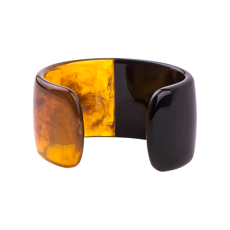 TEEK - Half Vintage Resin Cuff Bracelet Bangle JEWELRY theteekdotcom black  