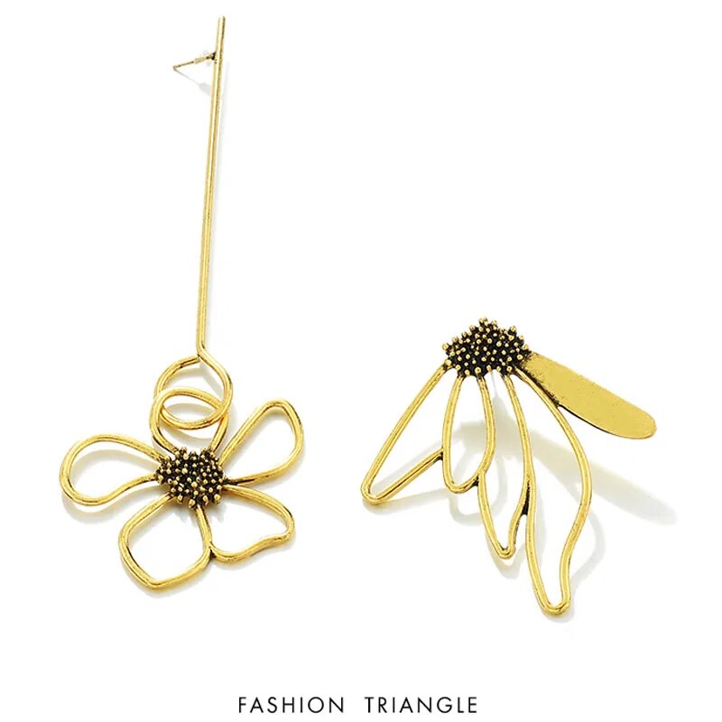TEEK - Metal Flower Oversized Dangle Earrings JEWELRY theteekdotcom   