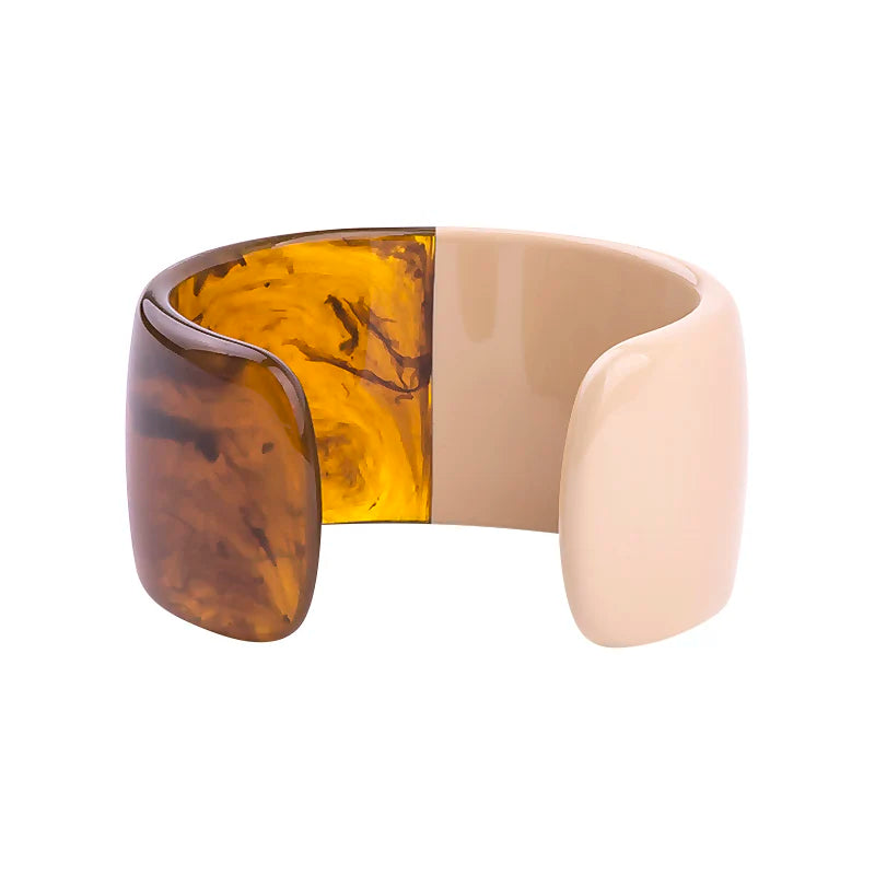 TEEK - Half Vintage Resin Cuff Bracelet Bangle JEWELRY theteekdotcom brown  