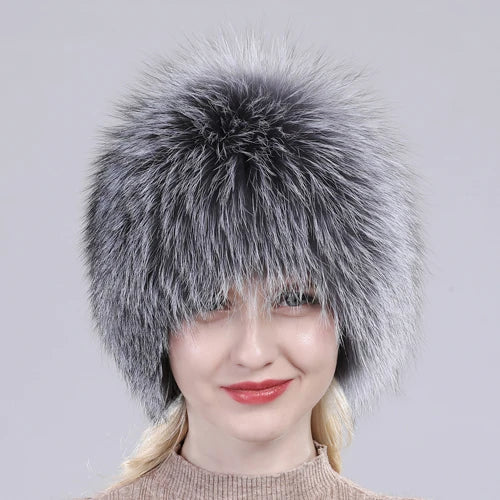 TEEK - Winter Real Fluff Knitted Women Hat HAT theteekdotcom Silver fox  