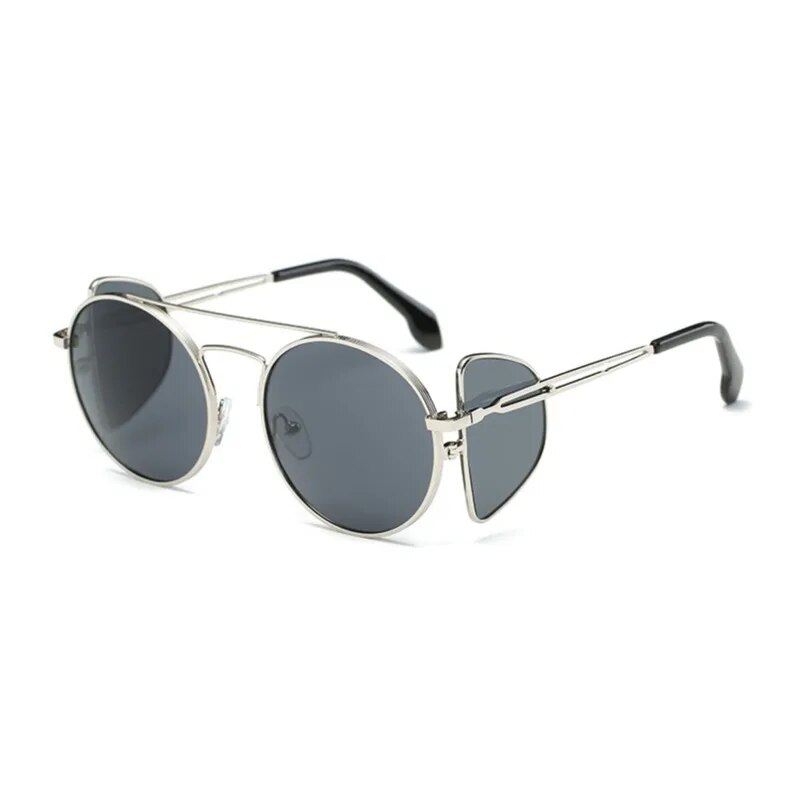 TEEK - Round Steampunk Blocker Sunglasses EYEGLASSES theteekdotcom Silver Black  