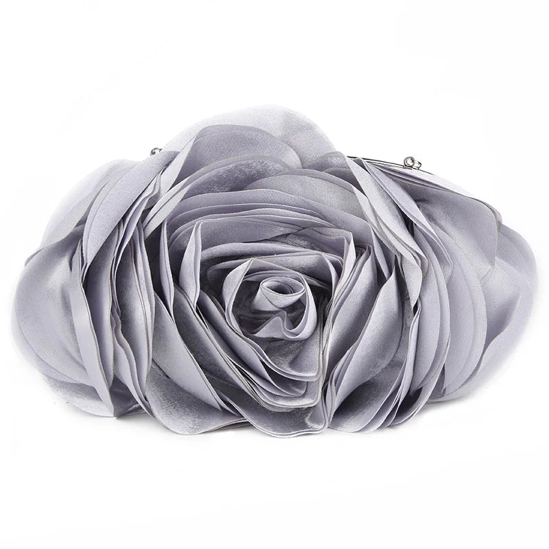 TEEK - Floral Rose Clutch BAG theteekdotcom sliver gray  