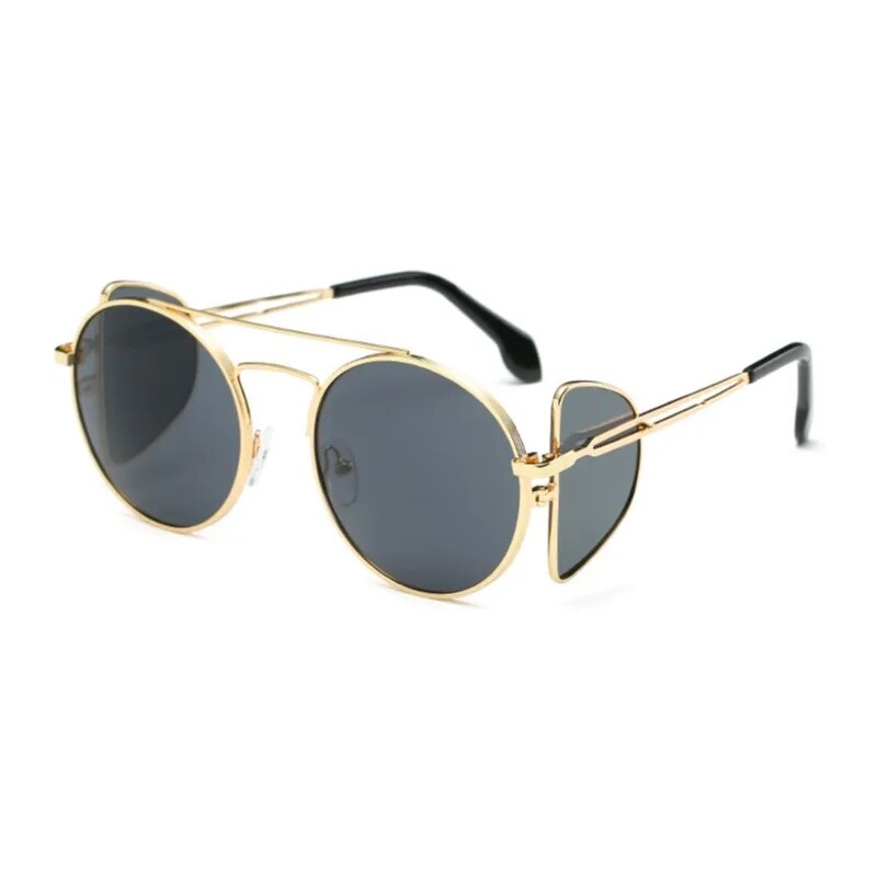 TEEK - Round Steampunk Blocker Sunglasses EYEGLASSES theteekdotcom Gold Black  