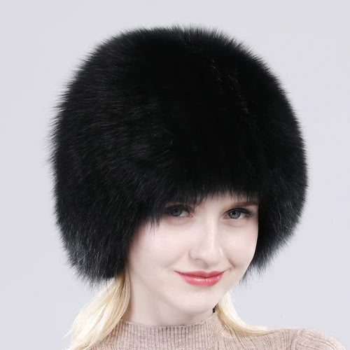 TEEK - Winter Real Fluff Knitted Women Hat HAT theteekdotcom Black  