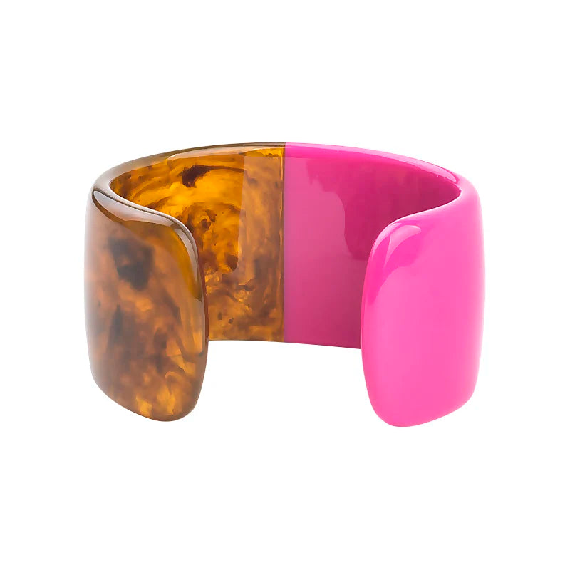 TEEK - Half Vintage Resin Cuff Bracelet Bangle JEWELRY theteekdotcom pink  