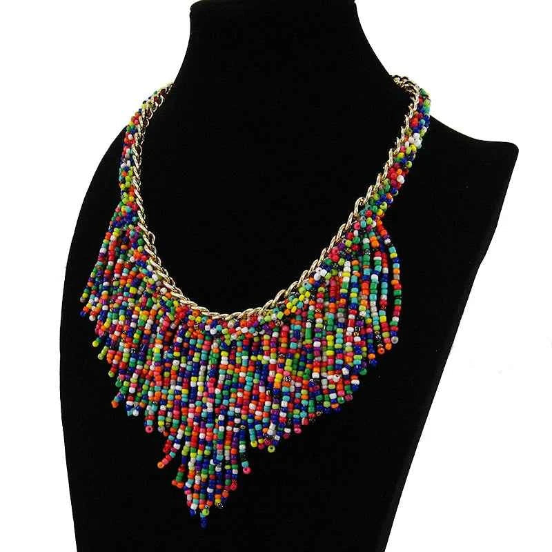 TEEK - Fashion Big Bohemia Ethnic Bead Tassel Necklace JEWELRY theteekdotcom