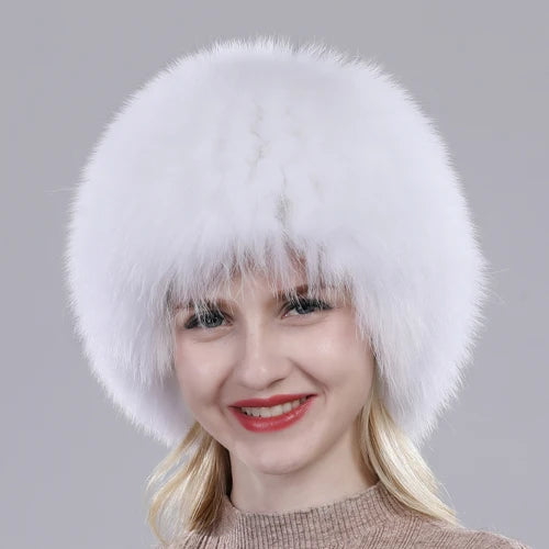 TEEK - Winter Real Fluff Knitted Women Hat HAT theteekdotcom White  