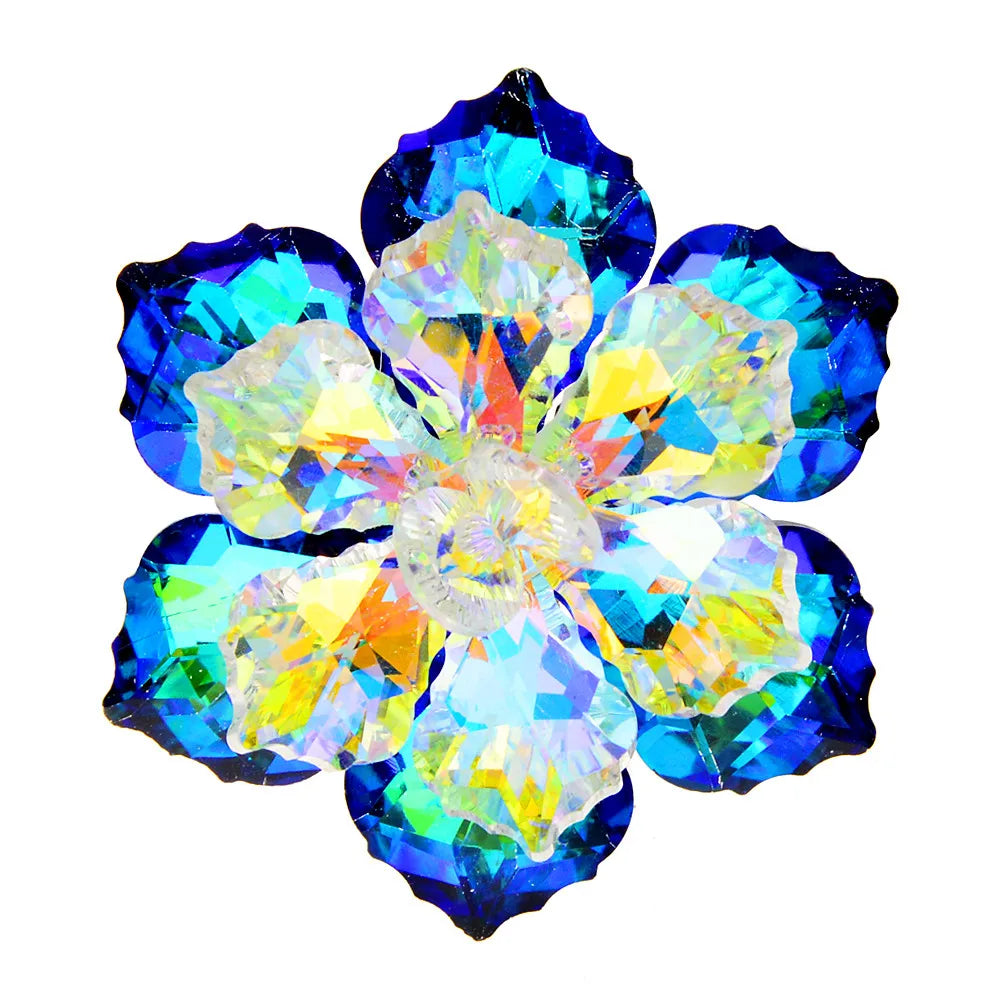 TEEK - Shining Crystal Flower Brooch JEWELRY theteekdotcom blue