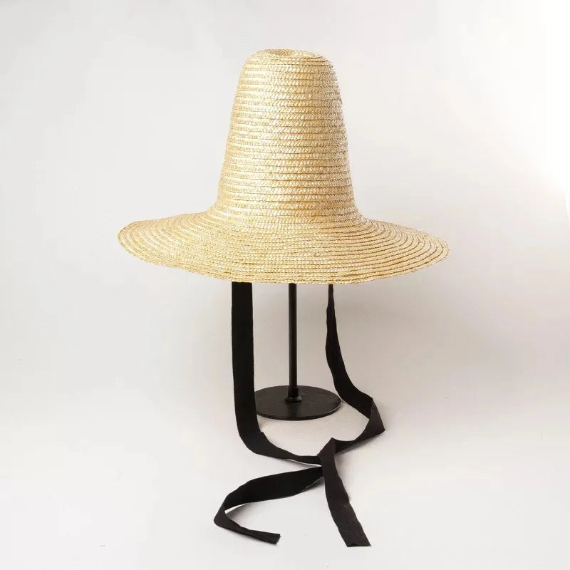 TEEK - Tall Natural Wheat Straw Hat HAT theteekdotcom Black  