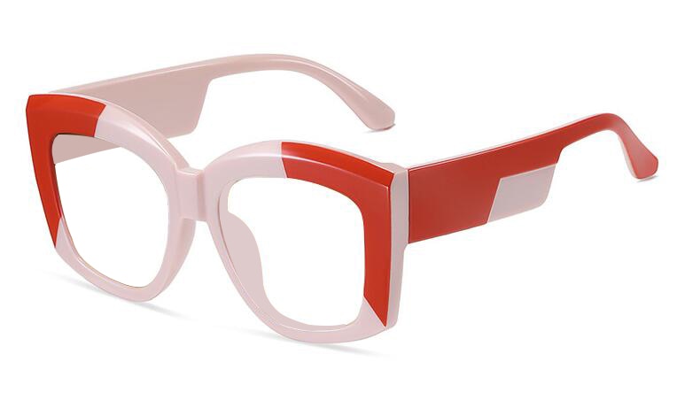 TEEK - Oversized Blue Light Blocking Reading Eyeglasses EYEGLASSES theteekdotcom pink red clear Anti Blue Light 0 