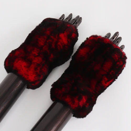 TEEK - Womens Natural Fluff Gloves Fingerless Gloves GLOVES theteekdotcom red 20cm 